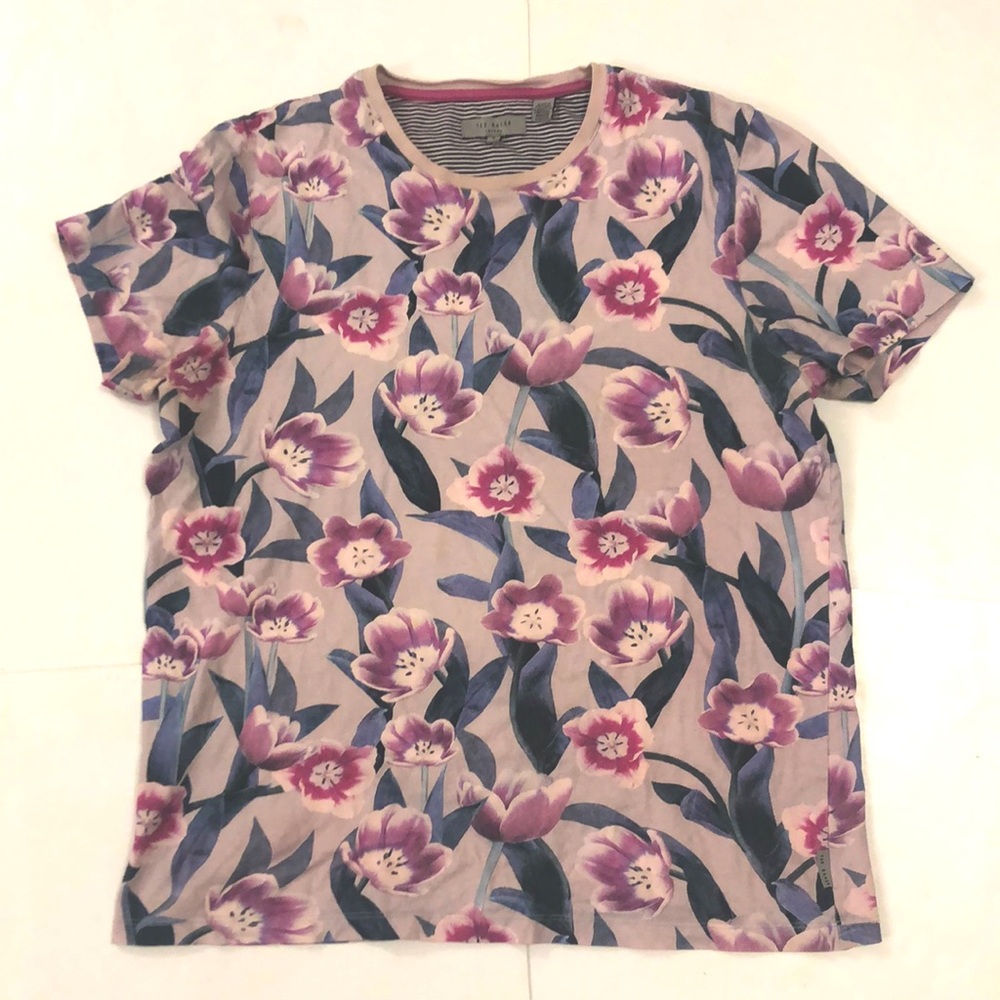 Ted Baker 3 (M-L) T-shirt Pink blue floral Excellent Condition